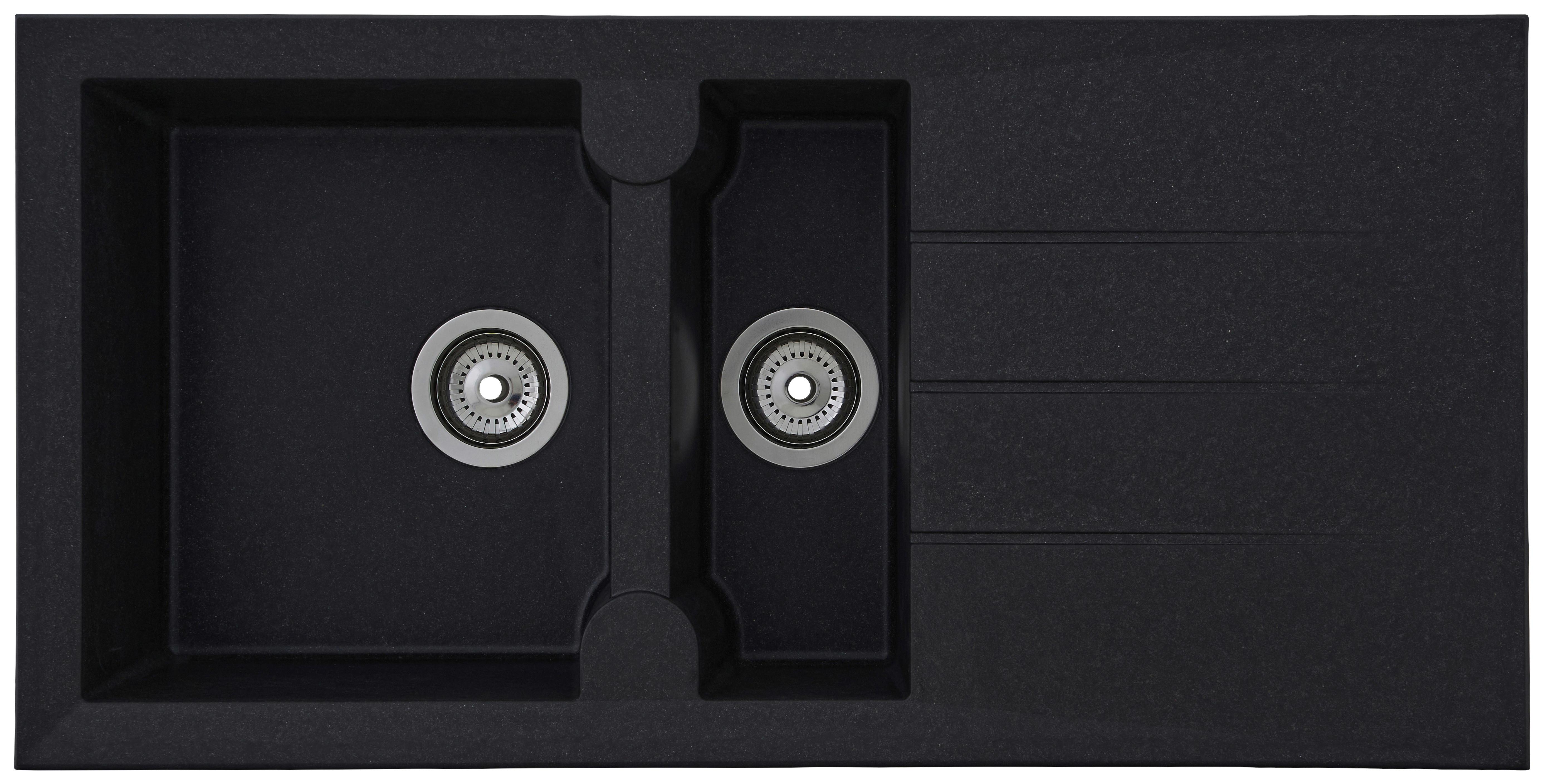 Spüle Alineo Schwarz Kunststein B/T ca. 100x50 cm - Schwarz, Trend, Stein (100/21/50cm) - Respekta