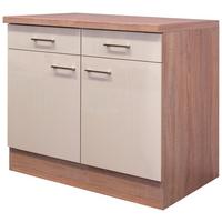 Küchenunterschrank in Kaschmir Sonoma Eiche 'Nepal' - Kaschmir/Edelstahlfarben, MODERN, Holzwerkstoff/Metall (100/86/60cm) - FlexWell