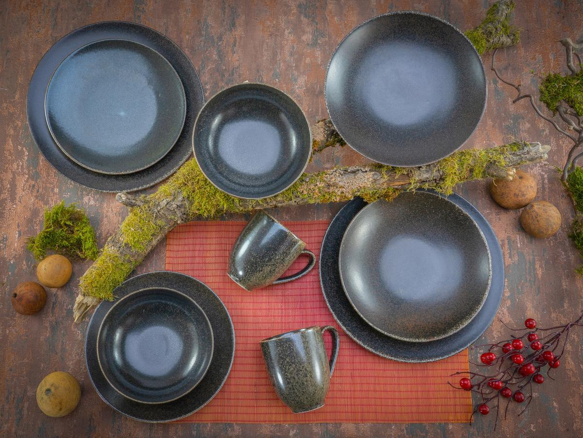 Kombiservice Schwarz/Goldfarben, 20-teilig - Goldfarben/Schwarz, Design, Keramik (33/34/34cm) - Creatable