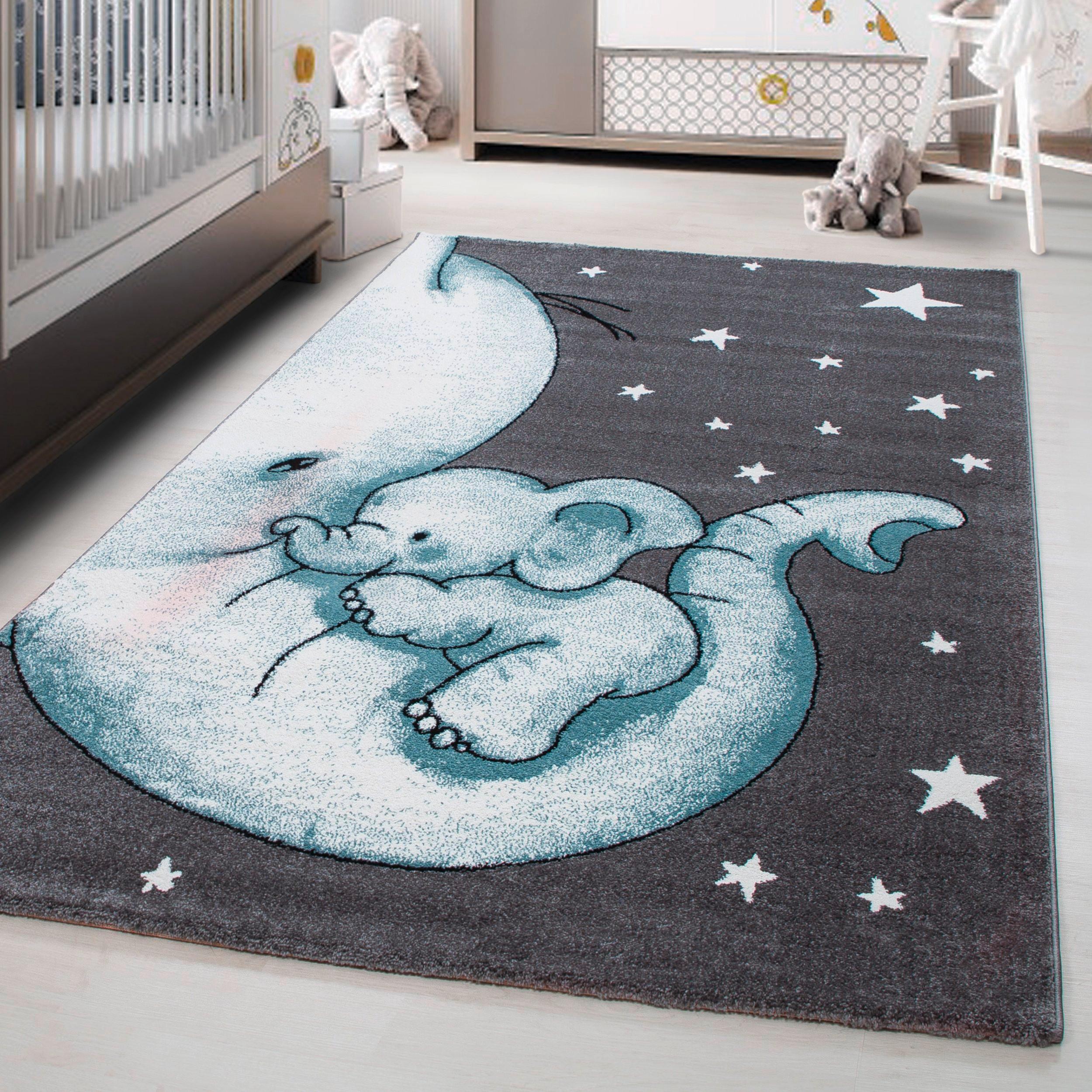 Otroška Preproga Kids, 160x230cm, Siva, Bela, Modra - modra/siva, Trend, tekstil (160/230cm) - Ben'n'jen