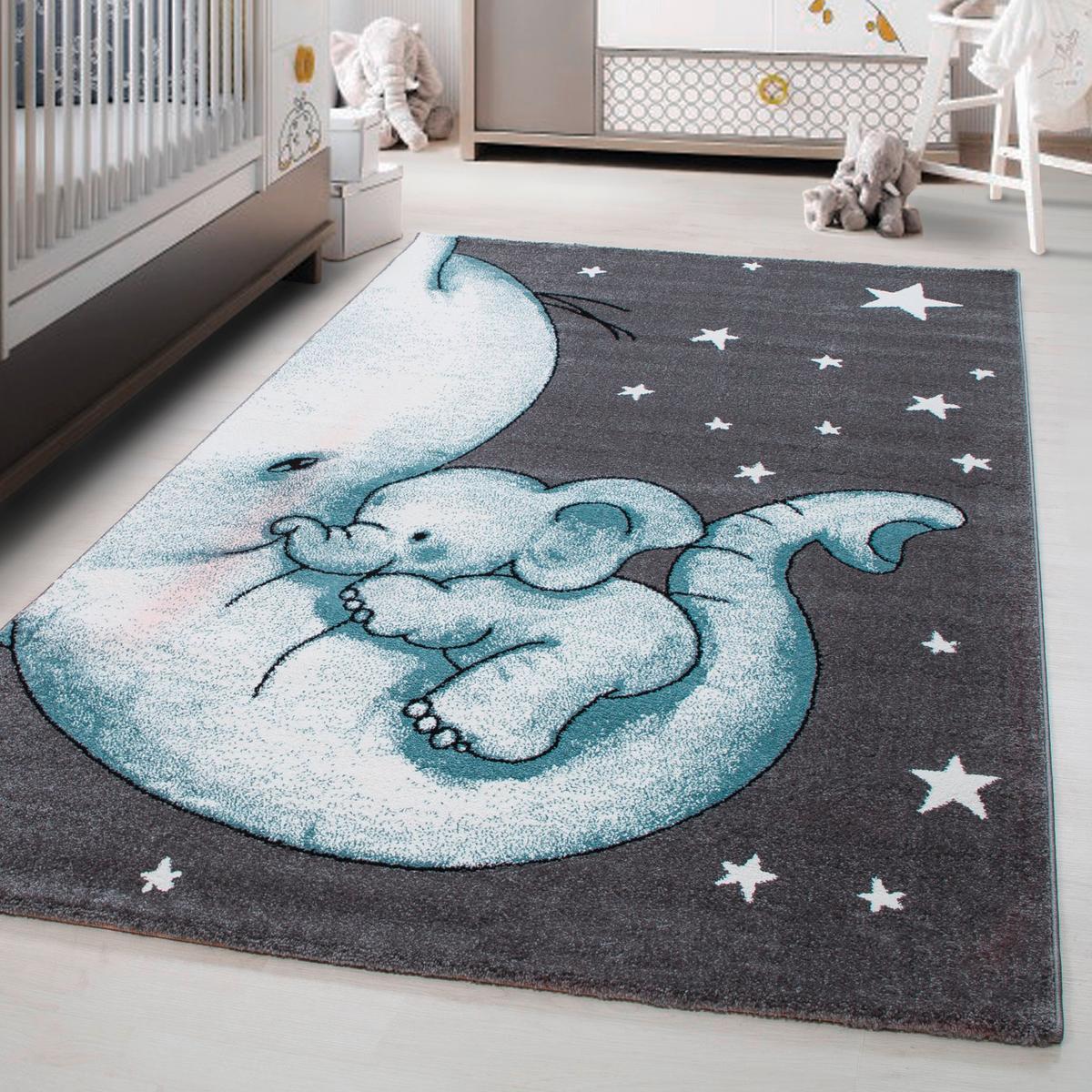 Otroška Preproga Kids, 160x230cm, Siva, Bela, Modra - modra/siva, Trend, tekstil (160/230cm) - Ben'n'jen
