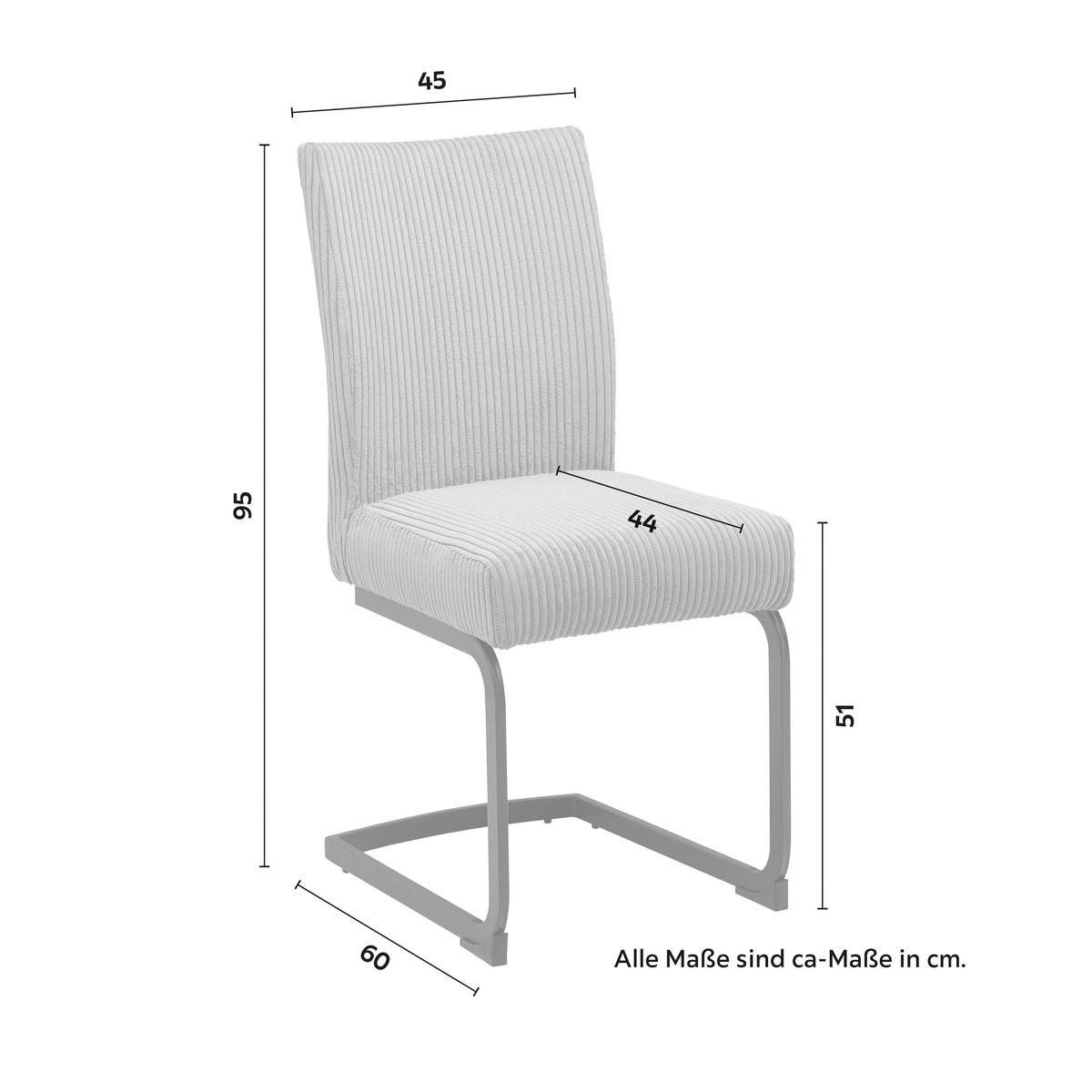 Schwingstuhl Nelia Grau Cord Gepolstert - Schwarz/Grau, MODERN, Holz/Textil (45/95/60cm) - Bessagi Home