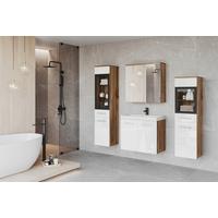 Badmöbel-Set 5-tlg. Madrit mit LED ca. 120 cm Weiß - Eiche Wotan/Weiß, LIFESTYLE, Glas/Keramik (120cm) - P & B