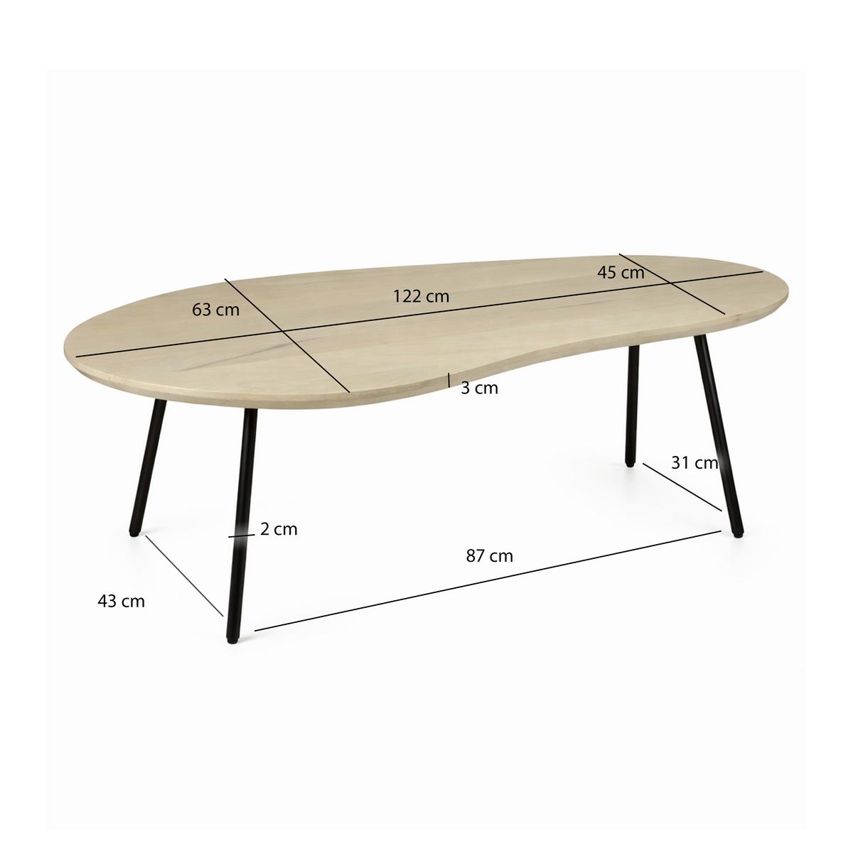 Couchtisch Wl7.450 - Weiss/Schwarz, Design, Holz/Metall (122/63/36cm) - MID.YOU