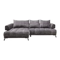 Ecksofa Morgan Graphitfarben - Graphitfarben/Schwarz, MODERN, Textil/Metall (184/262cm) - Mömax