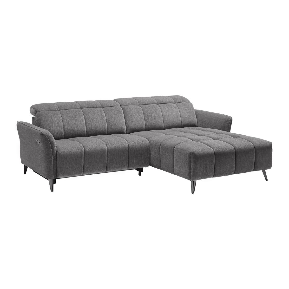 Ecksofa Pisa Anthrazit - Anthrazit/Schwarzchrom, MODERN, Holz/Textil (248/82-99/99-173cm) - Mömax