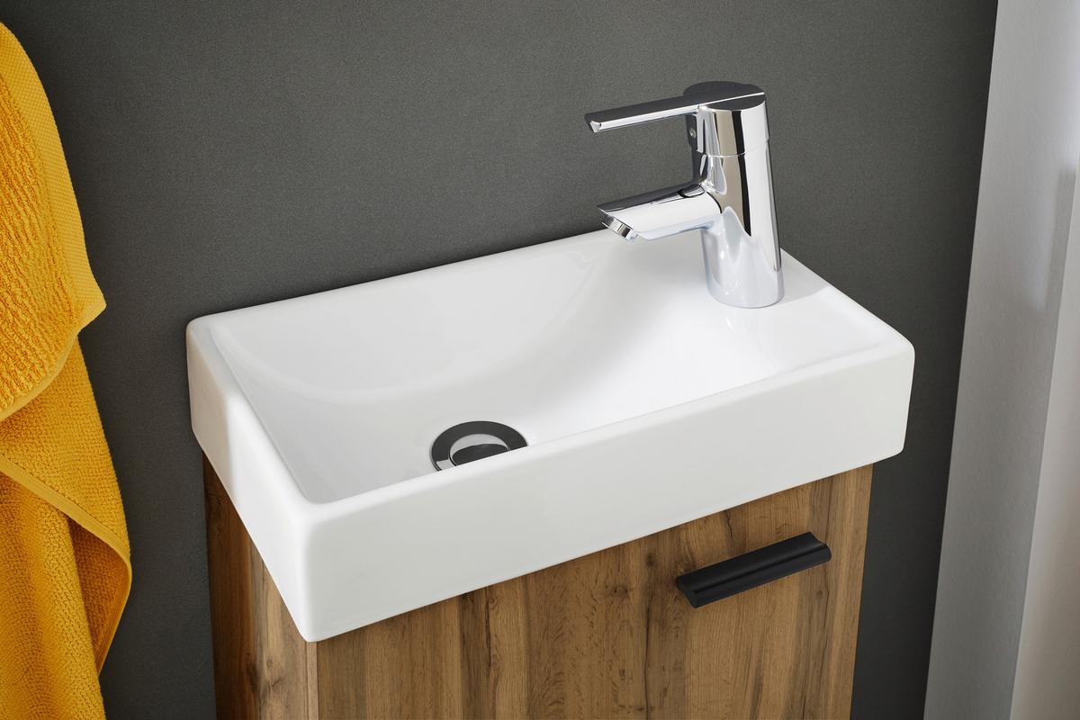 Gästebad Amy 2-teilig in Eichefarben - Wildeiche/Weiss, Modern, Glas/Holzwerkstoff (41/165/23cm) - Mömax