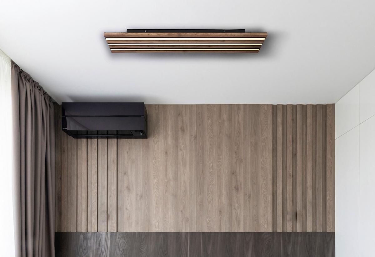 LED-DECKENLEUCHTE 67347D4 HAYDEN - Weiss/Dunkelbraun, Natur, Holzwerkstoff/Kunststoff (80/20/5cm) - Globo