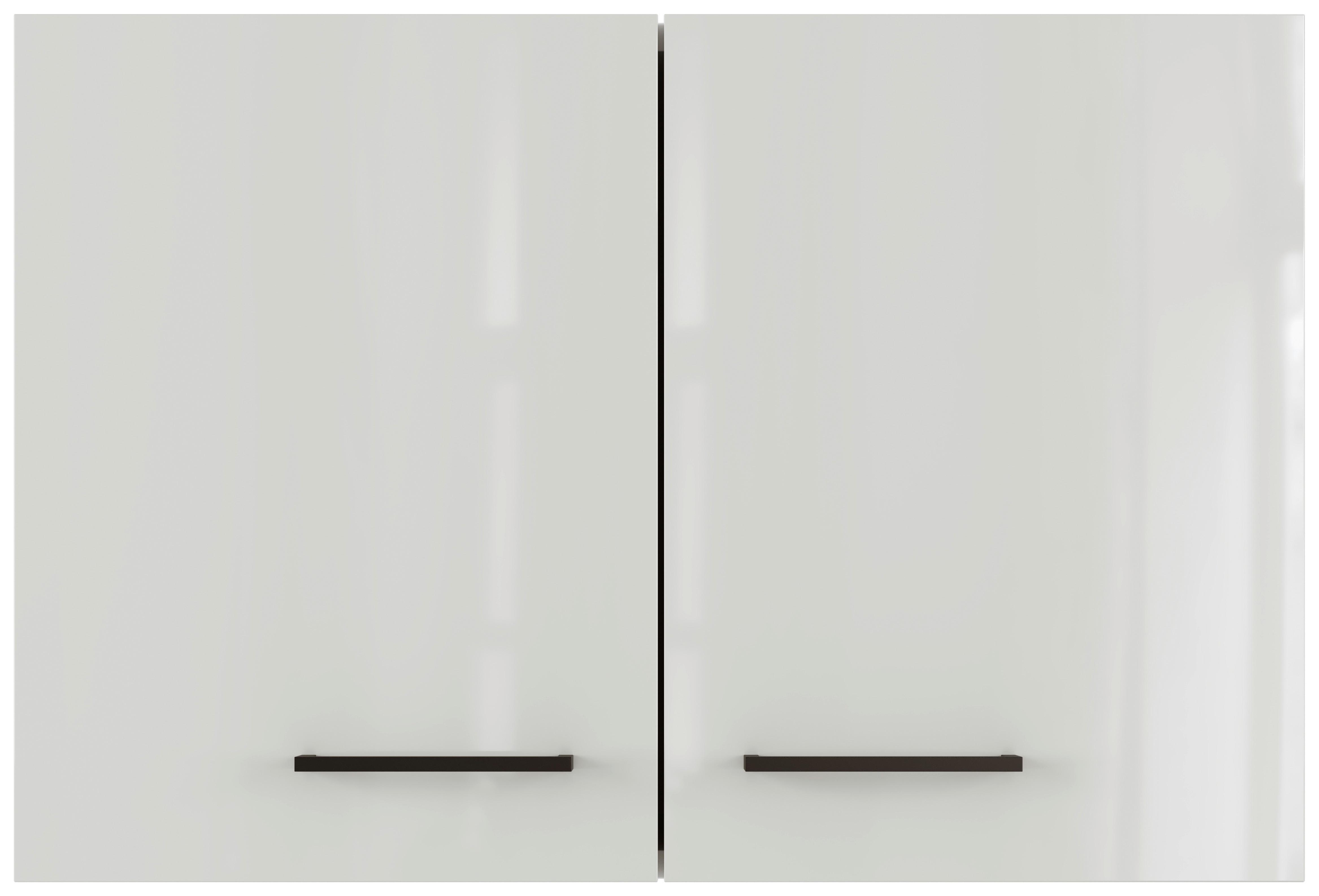 Küchenoberschrank in Lichtgrau glänzend - Schwarz/Grau, MODERN, Holzwerkstoff/Metall (80/54/32cm) - FlexWell