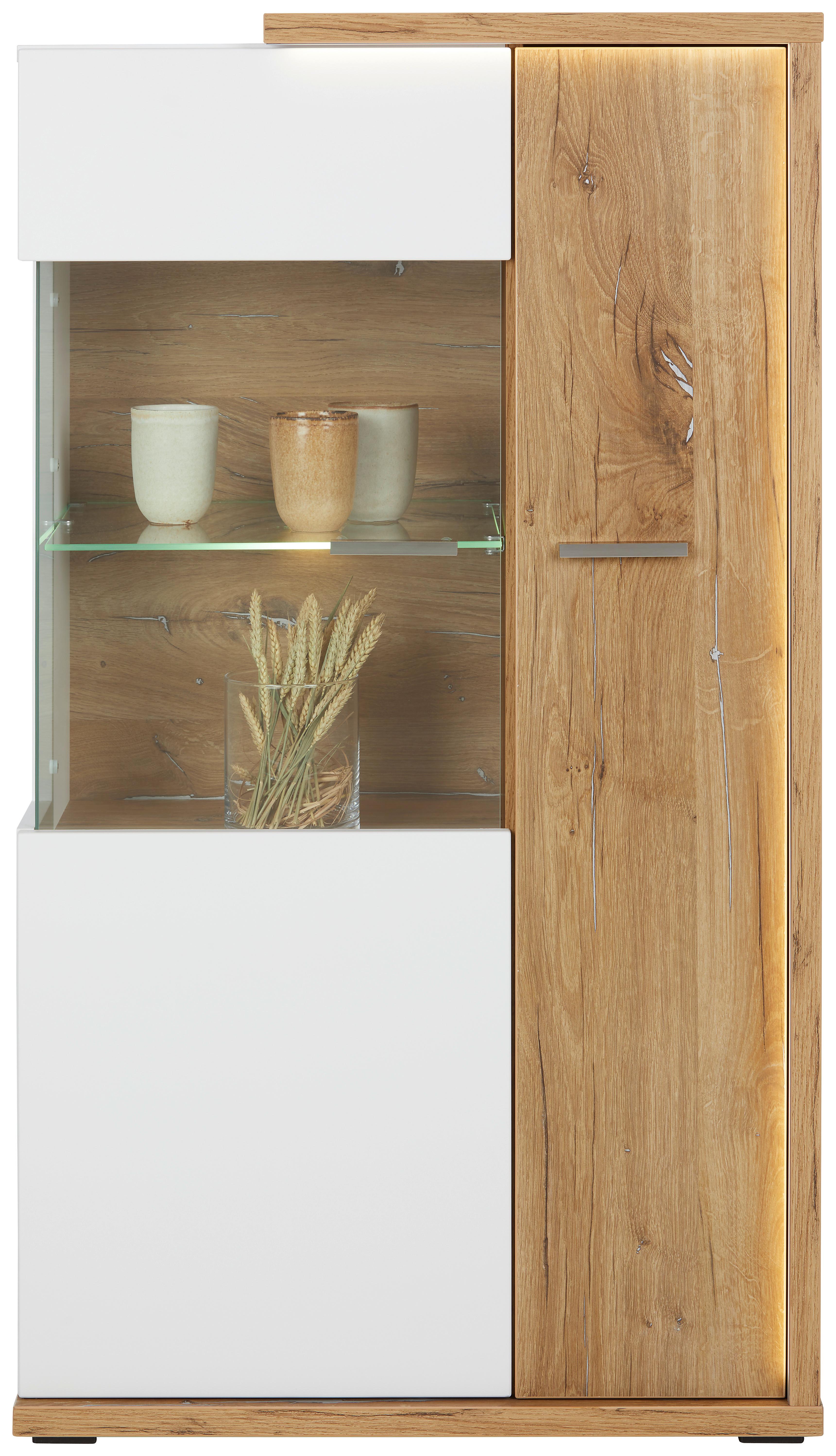 Highboard Ambiente in Weiß/Eichefarben - MODERN, Glas/Holzwerkstoff (73,5/131,6/43,6cm) - Mömax