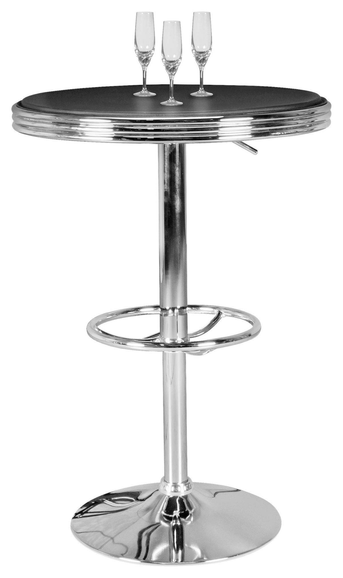 Bartisch American Diner ca. 60x68 cm Schwarz - Silberfarben, MODERN (60/68cm) - MID.YOU