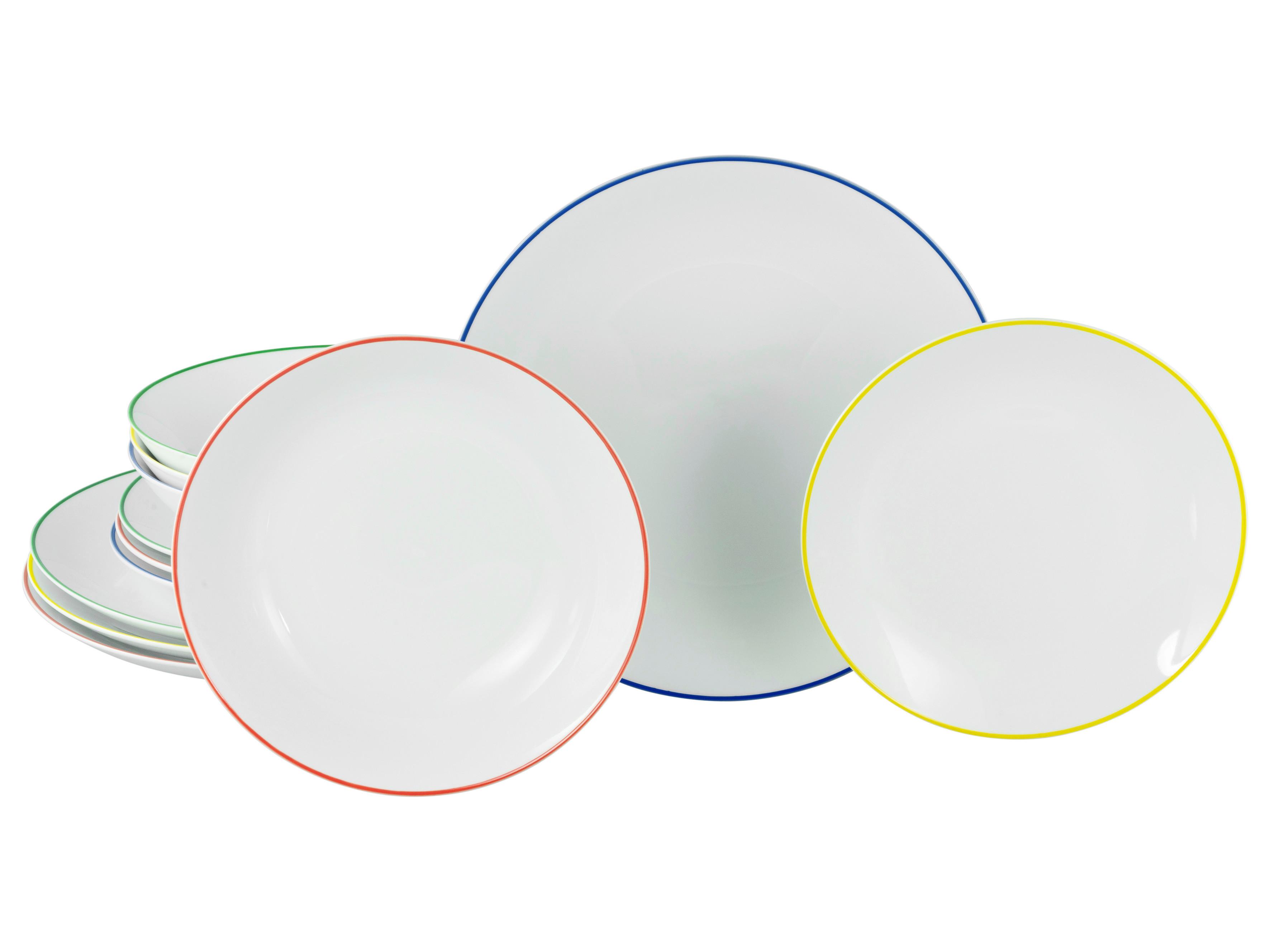 Tafelservice Luna Color Weiß/Multicolor, 12-teilig - Multicolor, Basics, Keramik - Creatable
