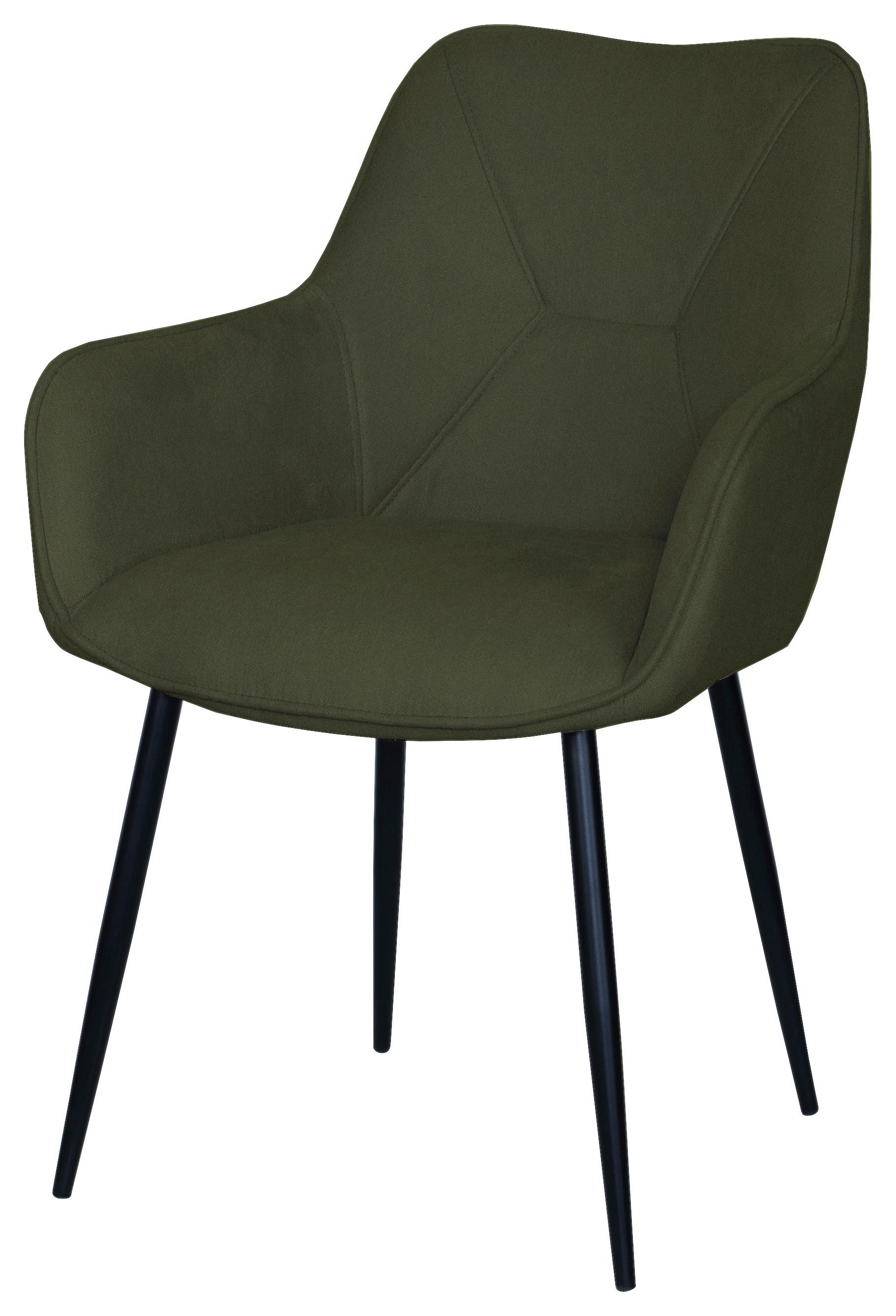 STOL MED ARMSTÖD ELENA -TOP- - grön/svart, Modern, metall/trä (57/85/60cm) - Mömax
