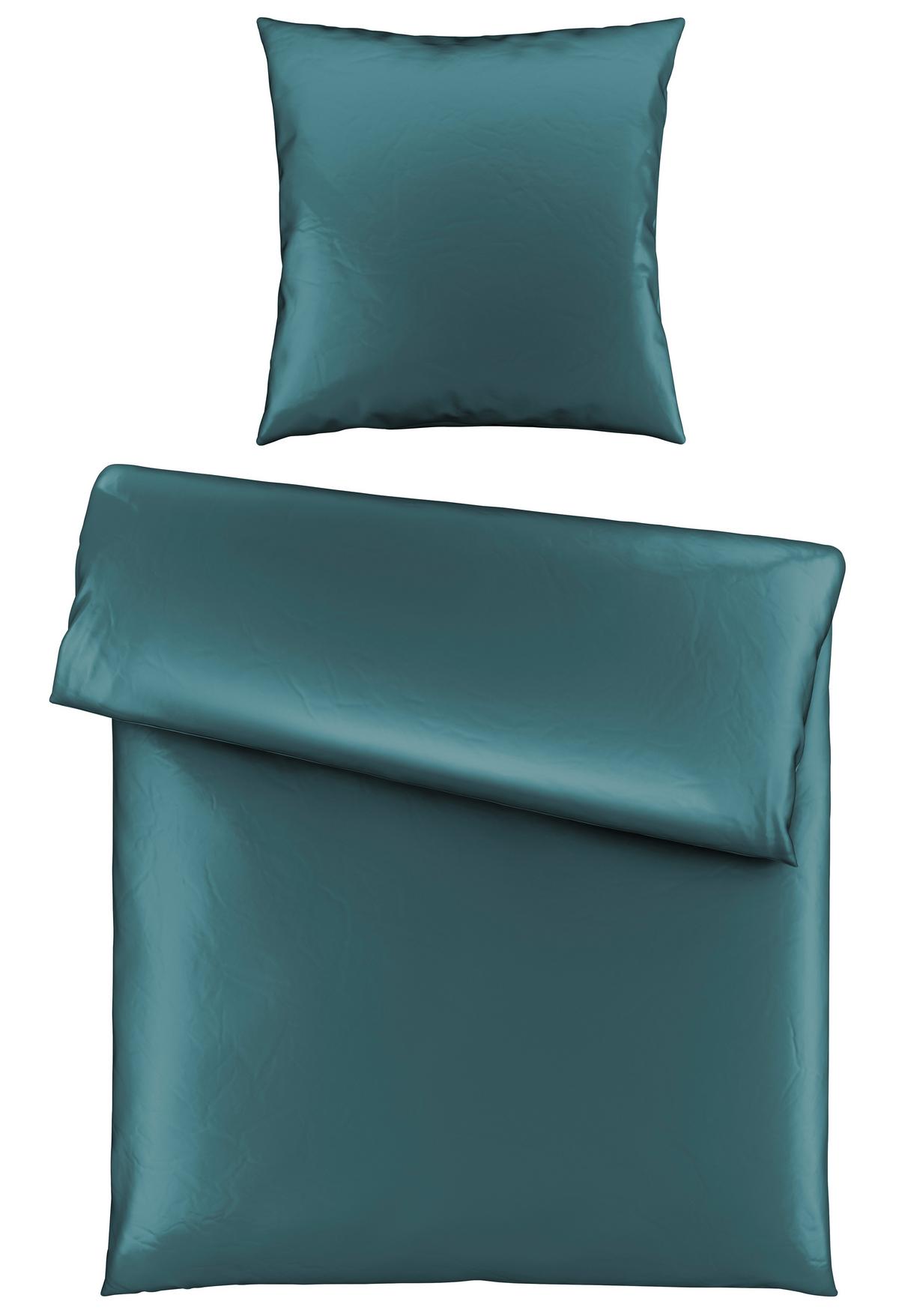 Bettwäsche Bio-Sophia Uni Petrol ca. 135x200cm - Petrol, Natur, Textil (135/200cm) - ecoTree