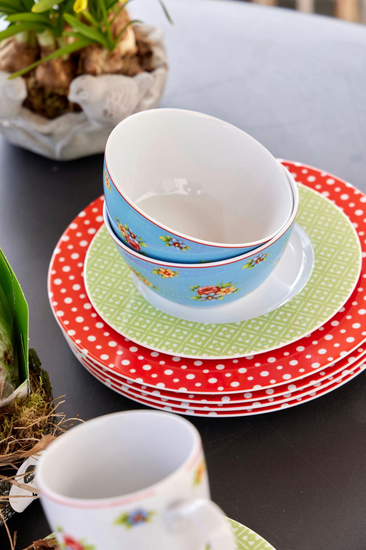 Kombiservice Multicolor, 16-teilig - Blau/Gelb, Keramik (32/31,5/33cm) - Creatable