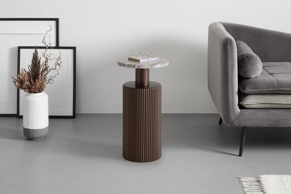 Beistelltisch Solco Naturfarben/Bronzefarben - Naturfarben/Bronzefarben, LIFESTYLE, Holzwerkstoff/Metall (30/56cm) - Premium Living