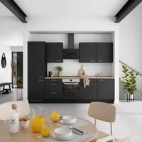 Küchenblock Touch High m. Geräten Schwarz - Edelstahlfarben/Eichefarben, MODERN, Holzwerkstoff/Metall (300cm) - Nobilia