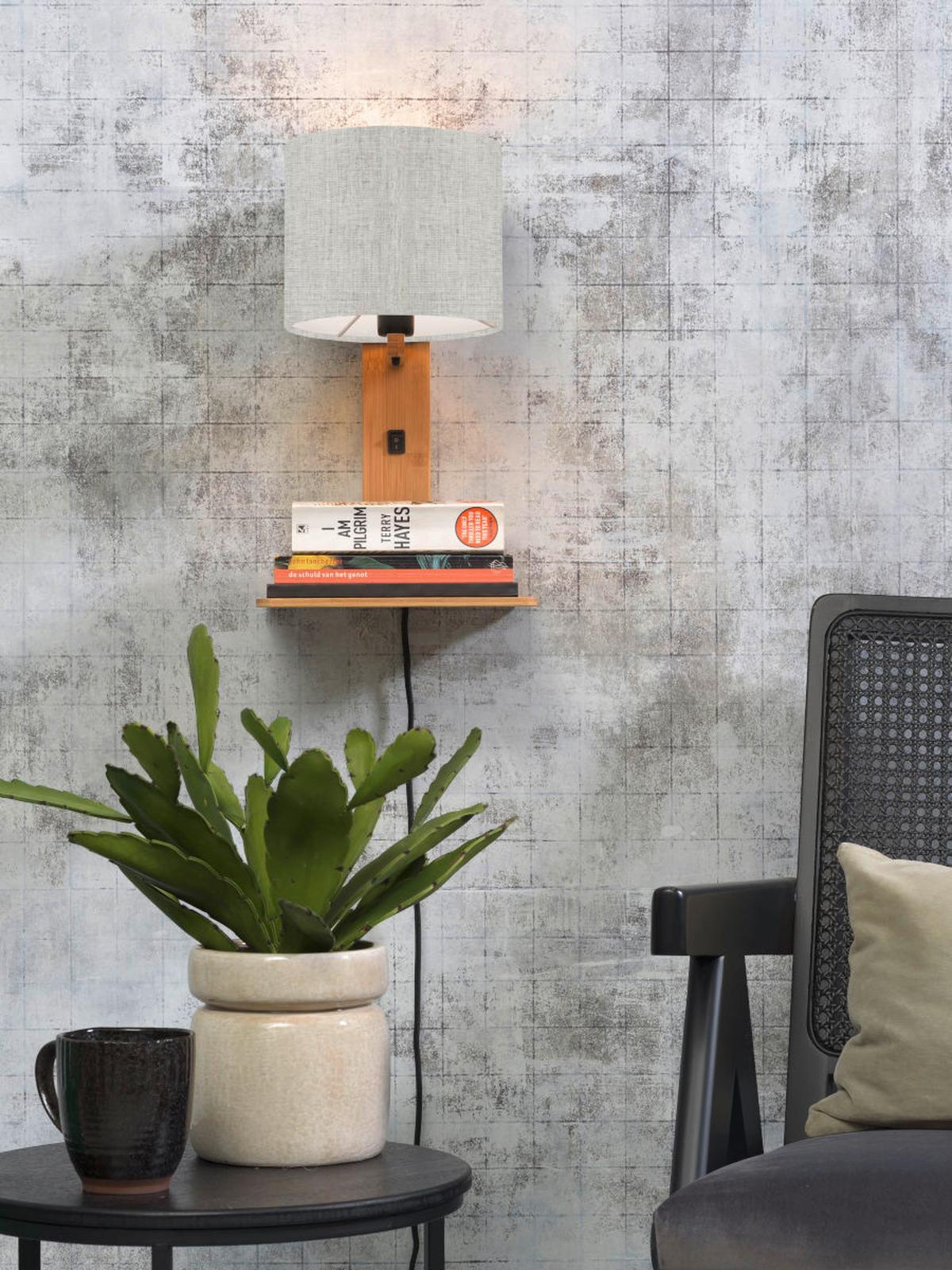 Stenska Svetilka Andes, Naravna Barva, Bambus - naravne barve, Trend, tekstil/les (19/24/36cm) - Good & Mojo