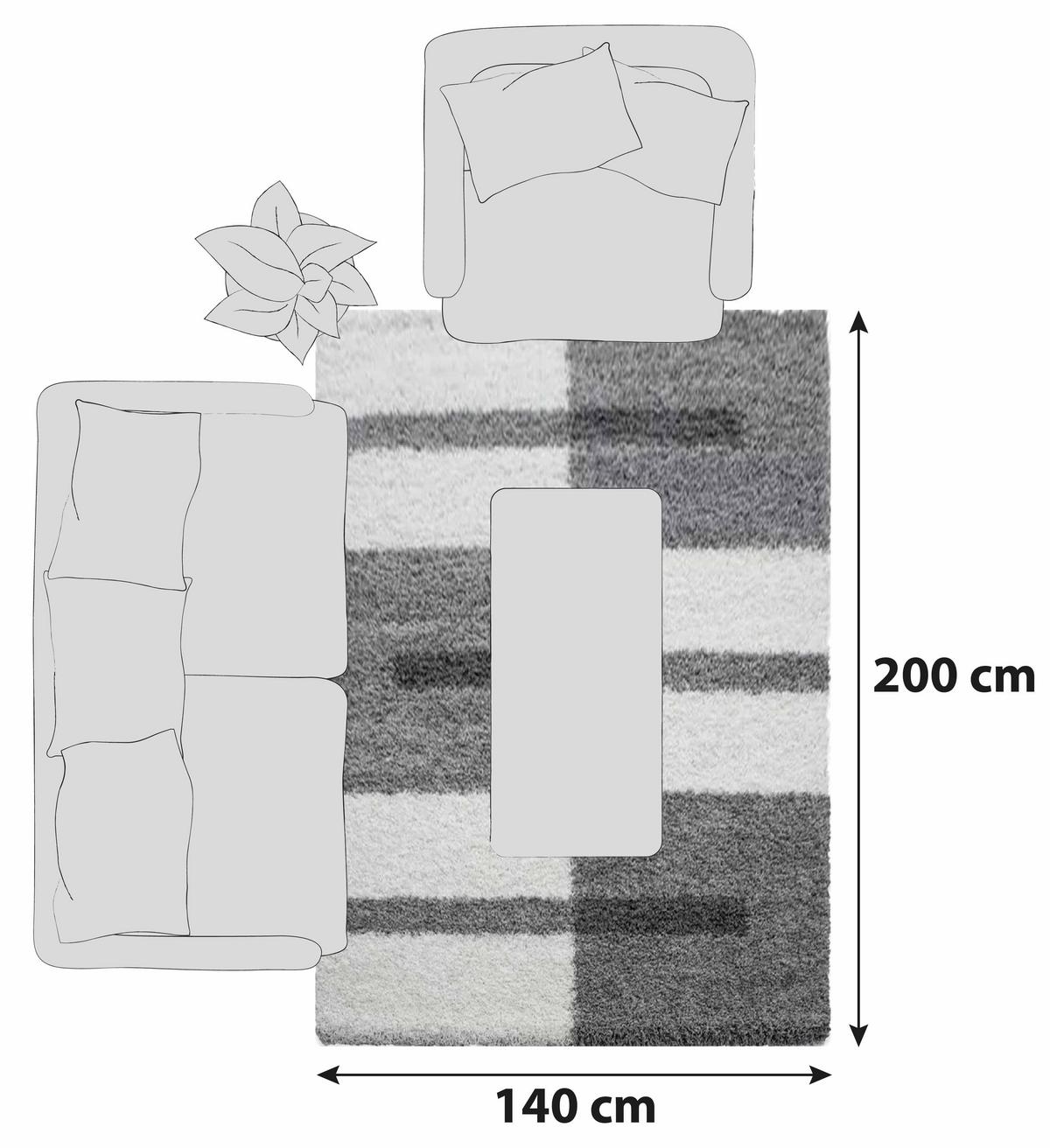 Hochflorteppich Gala Hellgrau ca. 140x200cm - Hellgrau, Design, Textil (140/200cm)