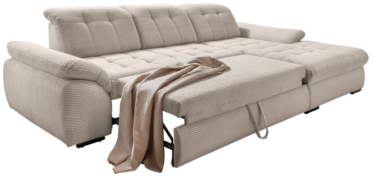 Ecksofa mit Bettkasten Rigatti ca. 314x184 cm Beige - Beige/Schwarz, MODERN, Textil/Metall (314/184cm) - Livetastic