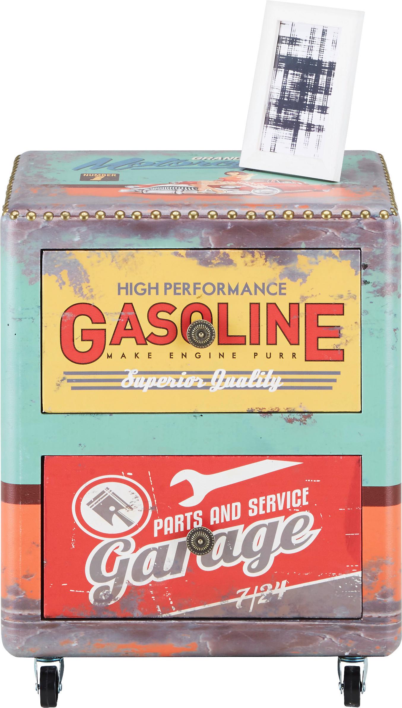 Görgős Konténer Retro Mintás Bradley - többszínű/bronzszínű, Lifestyle, műanyag/bőr (40/48/34cm) - Mömax