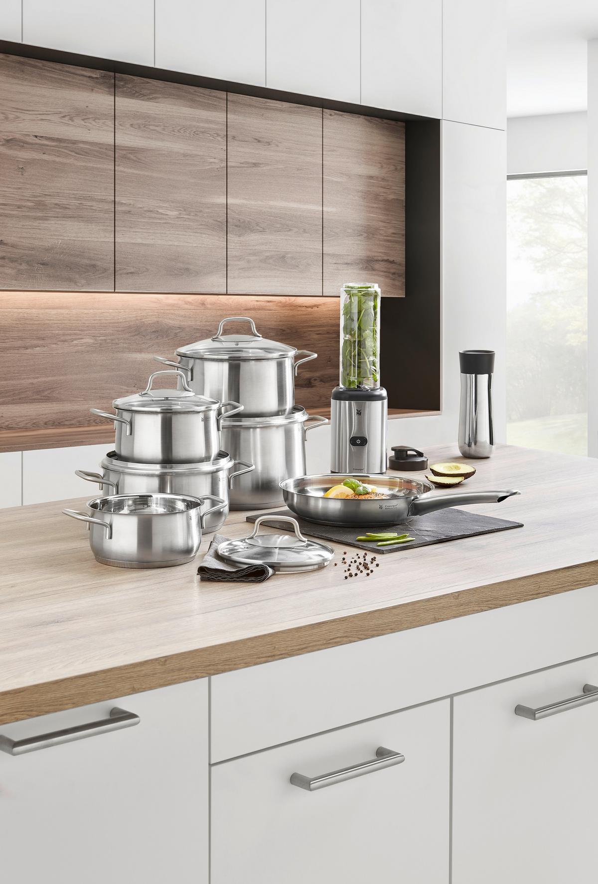 ZESTAW GARNKÓW 0739166030 WMF - kolor stalowy/przejrzysty, Basics, metal/szkło - WMF