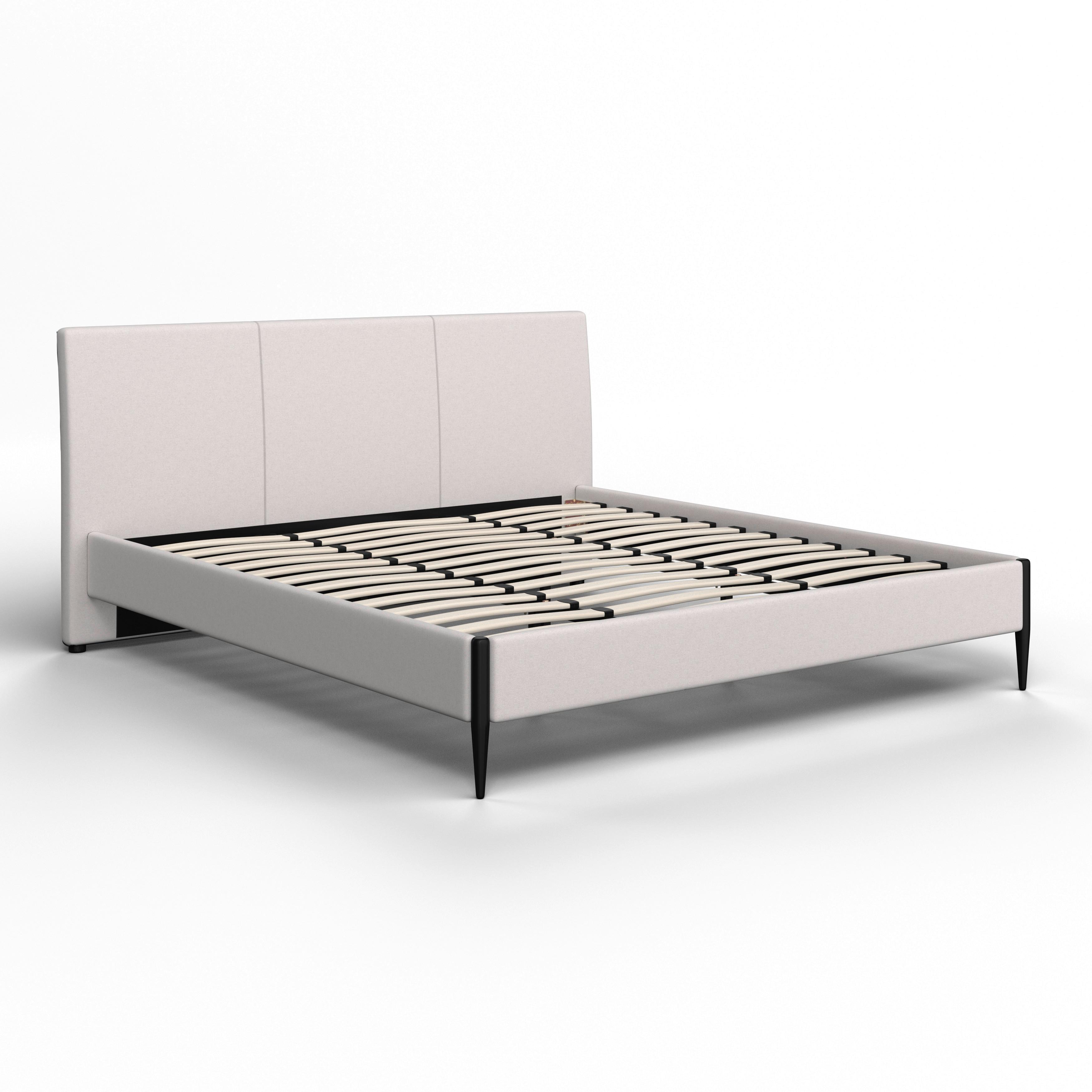 Oblazinjena Postelja Melisa - črna/naravne barve, Moderno, kovina/tekstil (180/200cm) - Bessagi Home