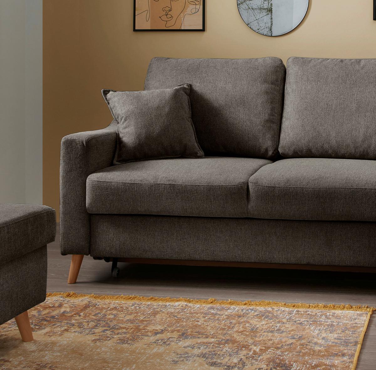 Wohnlandschaft Valentina Braun Struktur - Braun/Naturfarben, KONVENTIONELL, Holz/Textil (230/200cm) - P & B