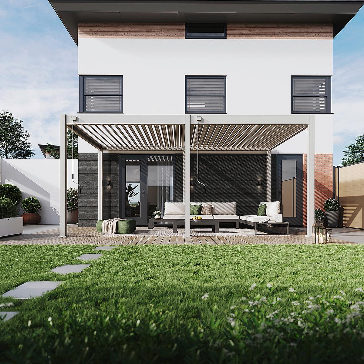 Pergola Trumpf, Biserna Barva, 3x5,3m - biserna, Basics, kovina (300/255/530cm) - Gardenson