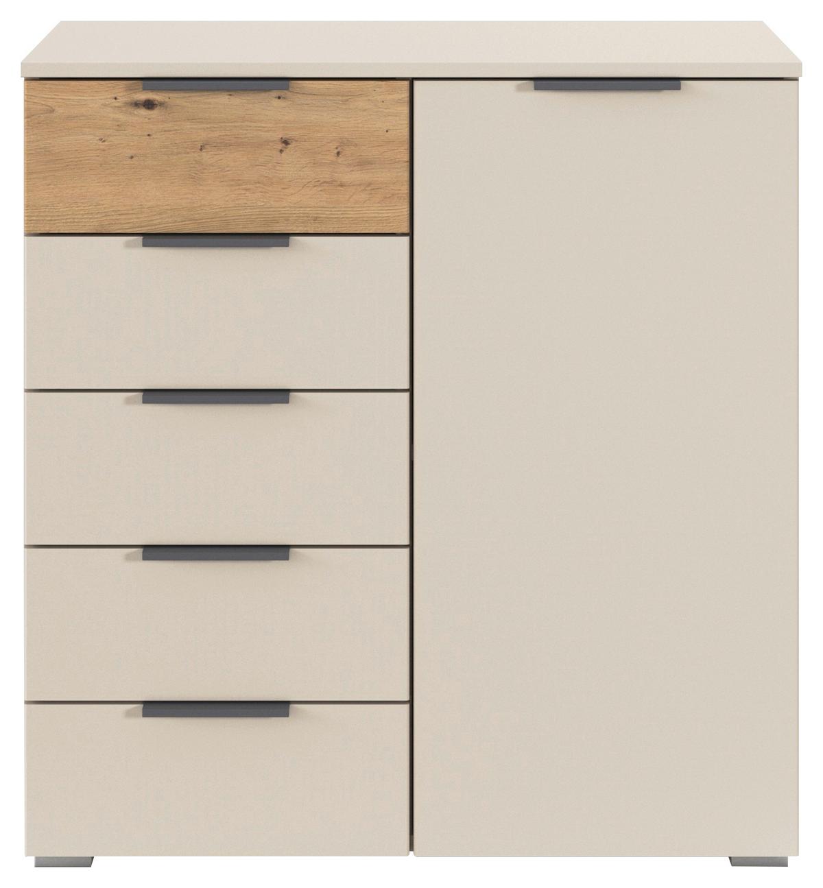 Komoda Ellmau - srebrne boje/hrast Artisan, Konvencionalno, drvni materijal/metal (80/84/40cm) - Premium Living