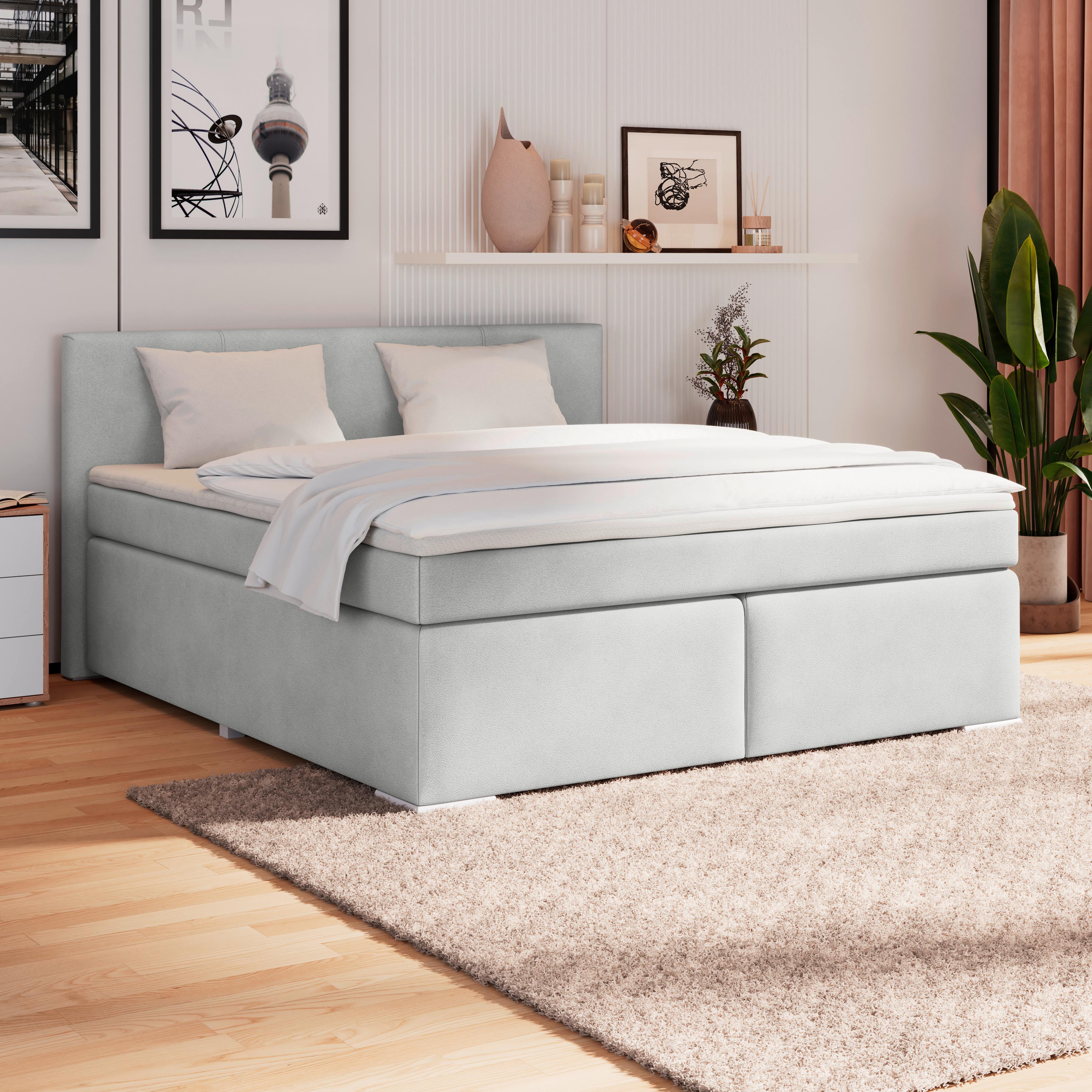 Boxspring Krevet Mira - boje sedefa/srebrne boje, Konvencionalno, drvo/metal (160/200cm) - Best Price