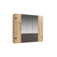 Omara S Klasičnimi Vrati Detroit, Barva Grafita - srebrne barve/barve hrasta, Basics, kovina/leseni material (250/216/58cm) - Modern Living