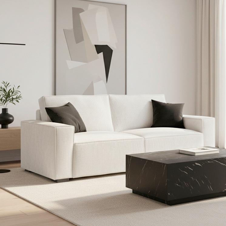 3-SITZER-SOFA LIAM - Wit/Zwart, Modern, Hout/Kunststof (210/84/90cm) - Bessagi Home