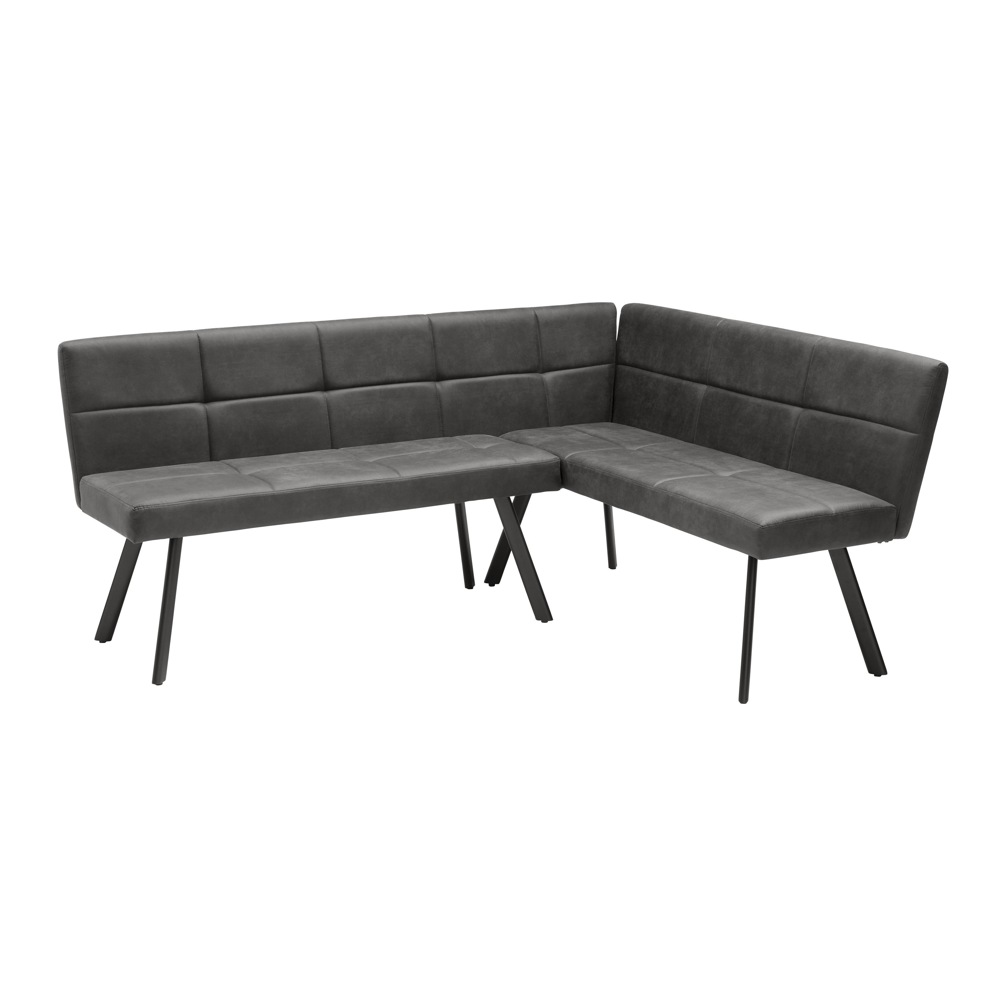 Eckbank Cooper Grau - Schwarz/Grau, MODERN, Textil/Metall (190/85/150cm) - Mömax