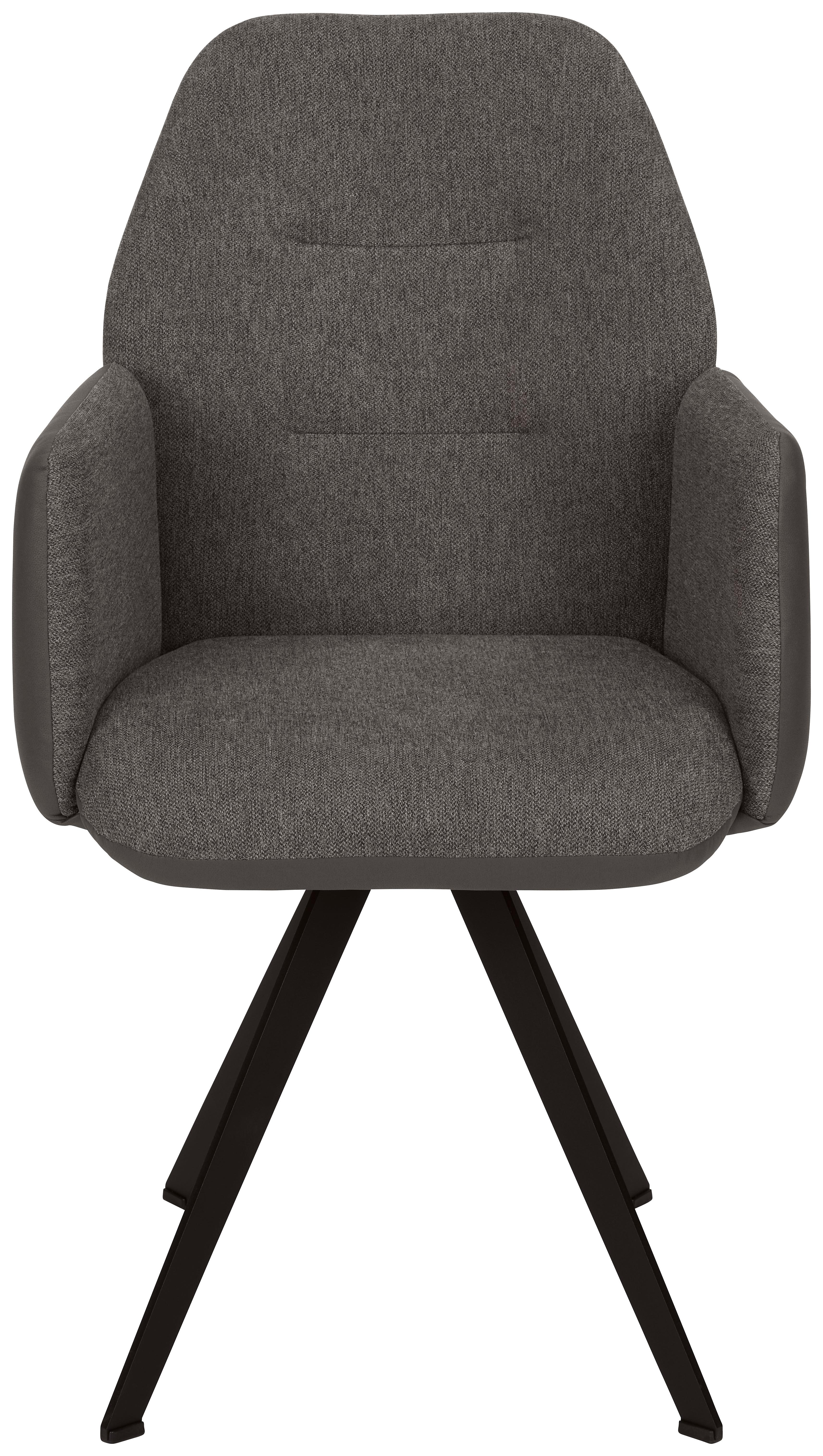 Armlehnstuhl in Dunkelgrau - Dunkelgrau/Schwarz, Modern, Textil/Metall (57/96,5/63cm) - Premium Living