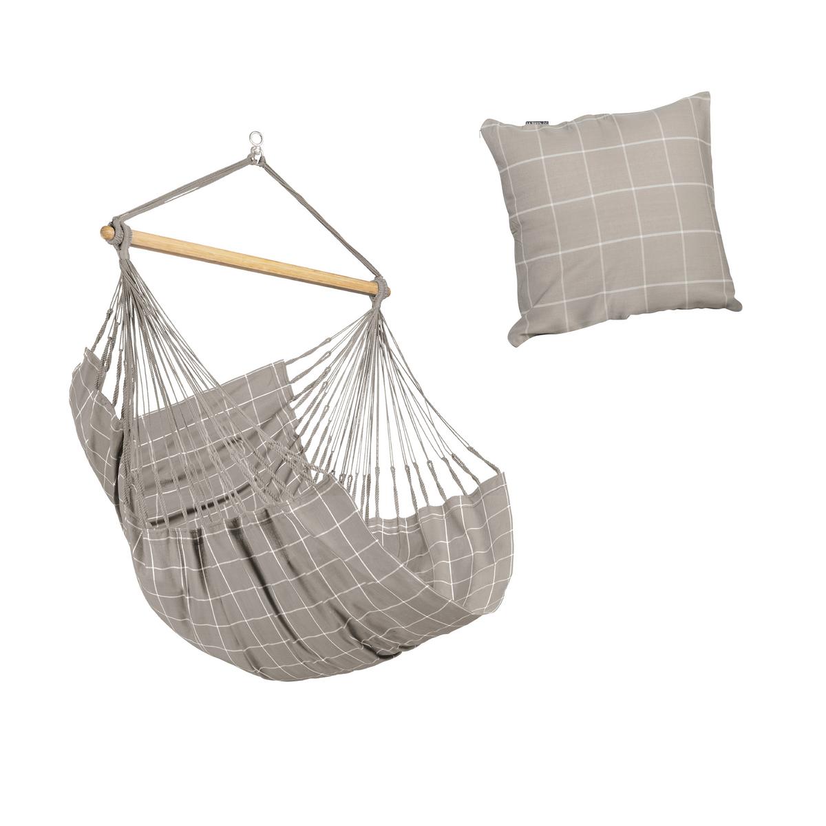 Hängesessel Comfort Hammock Echtholz Weiß/Hellgrau - Hellgrau/Weiß, KONVENTIONELL, Holz/Textil (110/160/180cm) - La Siesta
