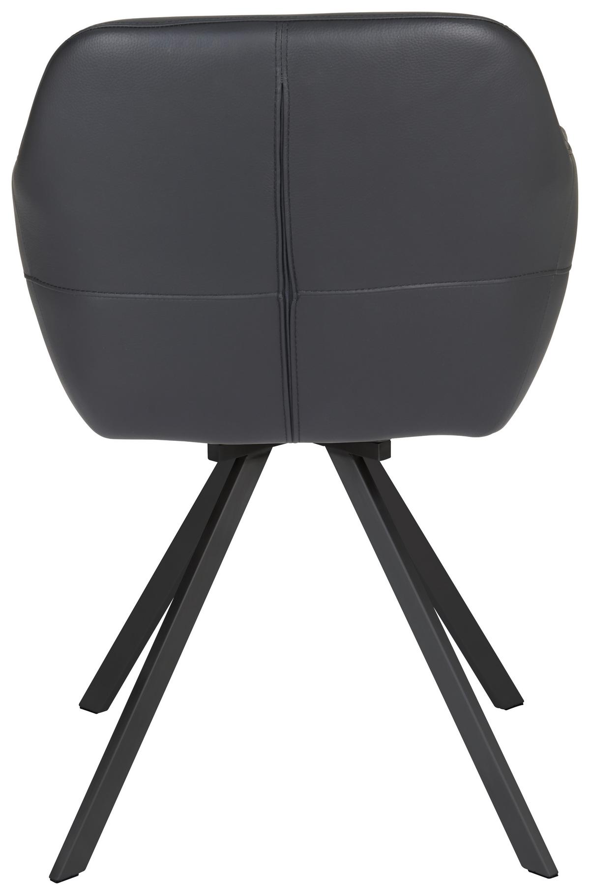 KRZESŁO Z PODŁOKIETNIKAMI WESLEY - czarny, Design, skóra/metal (60,5/86/62,5cm) - Novel