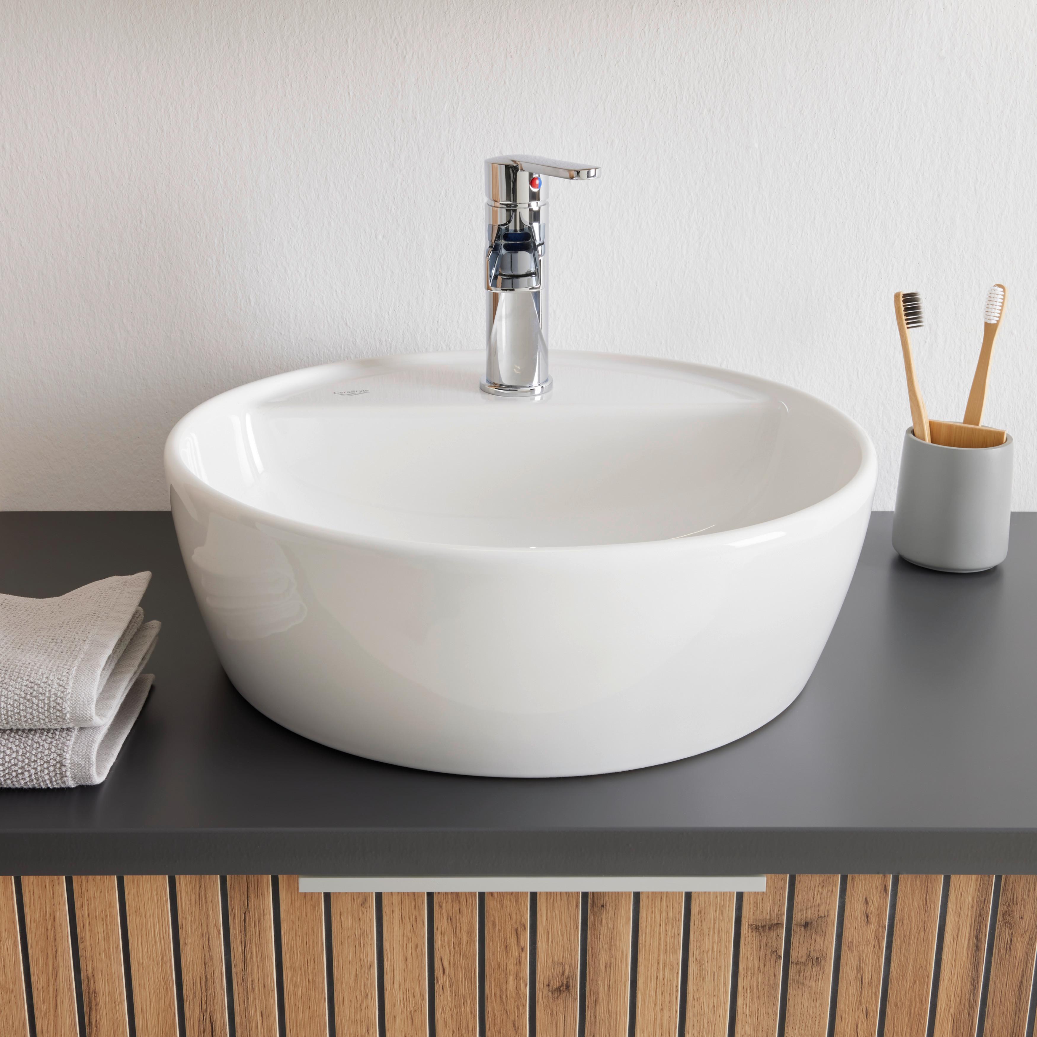 TVÄTTSTÄLL MED KOMMOD JAKARTA -EXKLUSIV- - vit/ek Wotan, Modern, metall/trämaterial (80/41/47cm) - Mömax