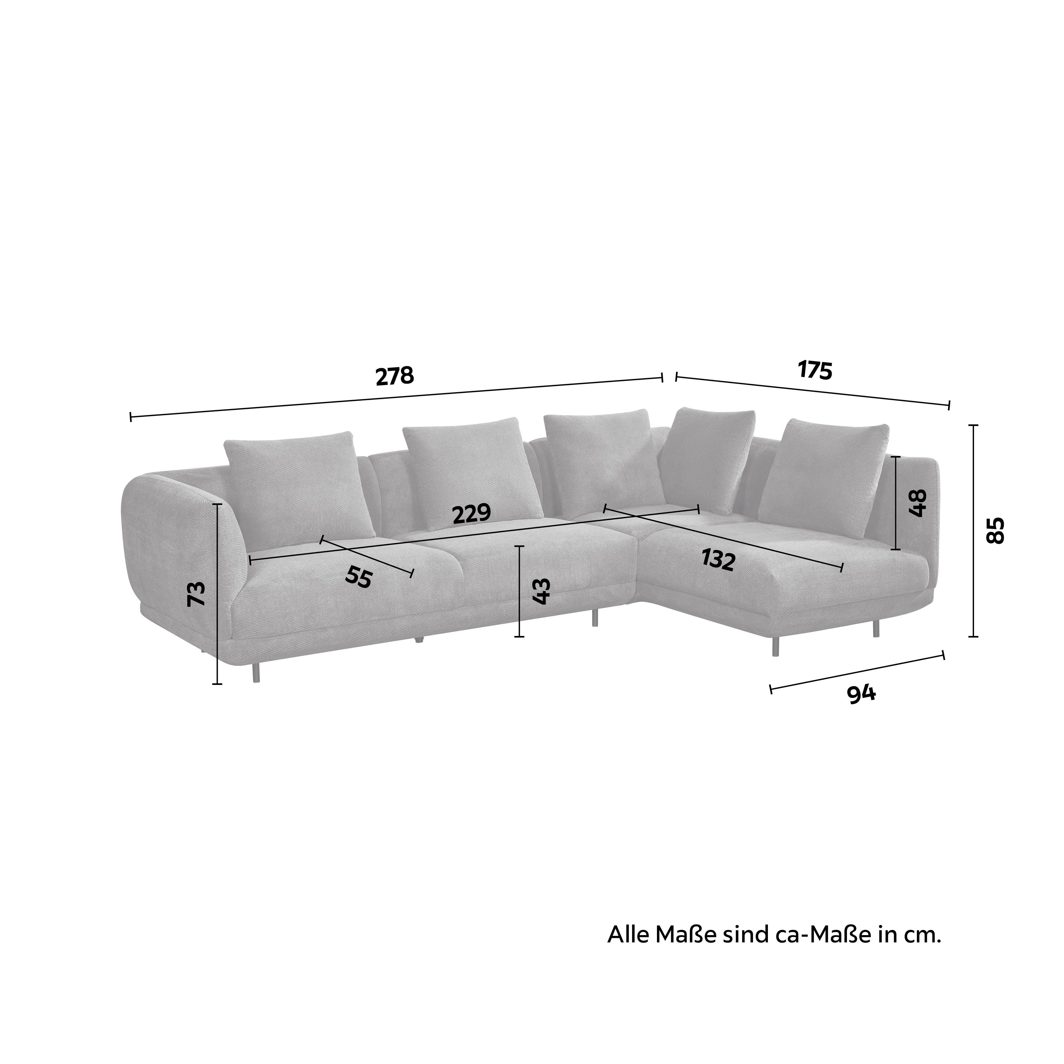 SOFFA CELINA - mörkgrå/svart, Modern, metall/trä (278/175cm) - Bessagi Home