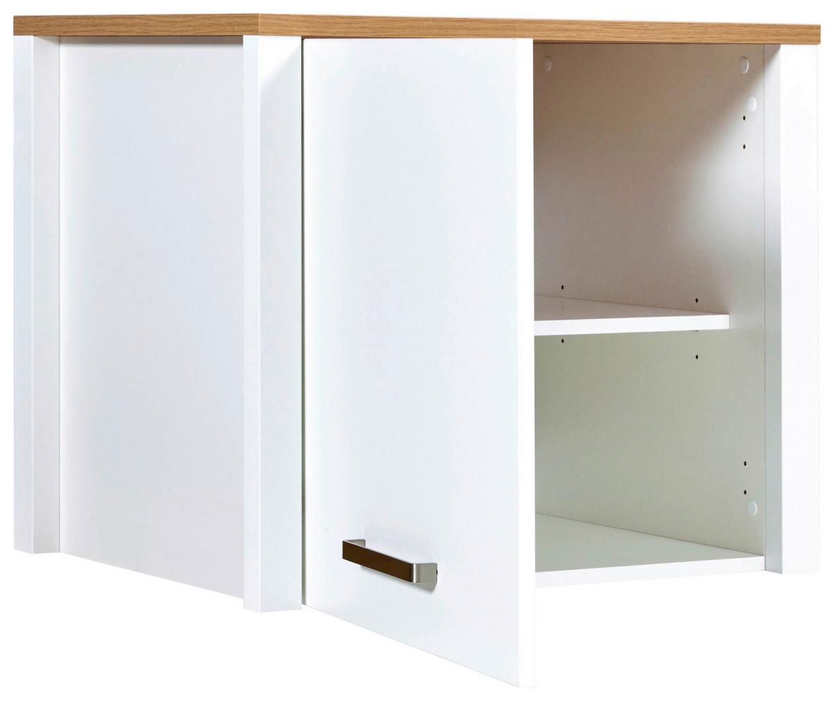 Aufsatzschrank Sicilia Weiß/Eiche Artisan - Silberfarben/Weiß, MODERN, Holzwerkstoff/Metall (70/60,5/60cm) - Mömax