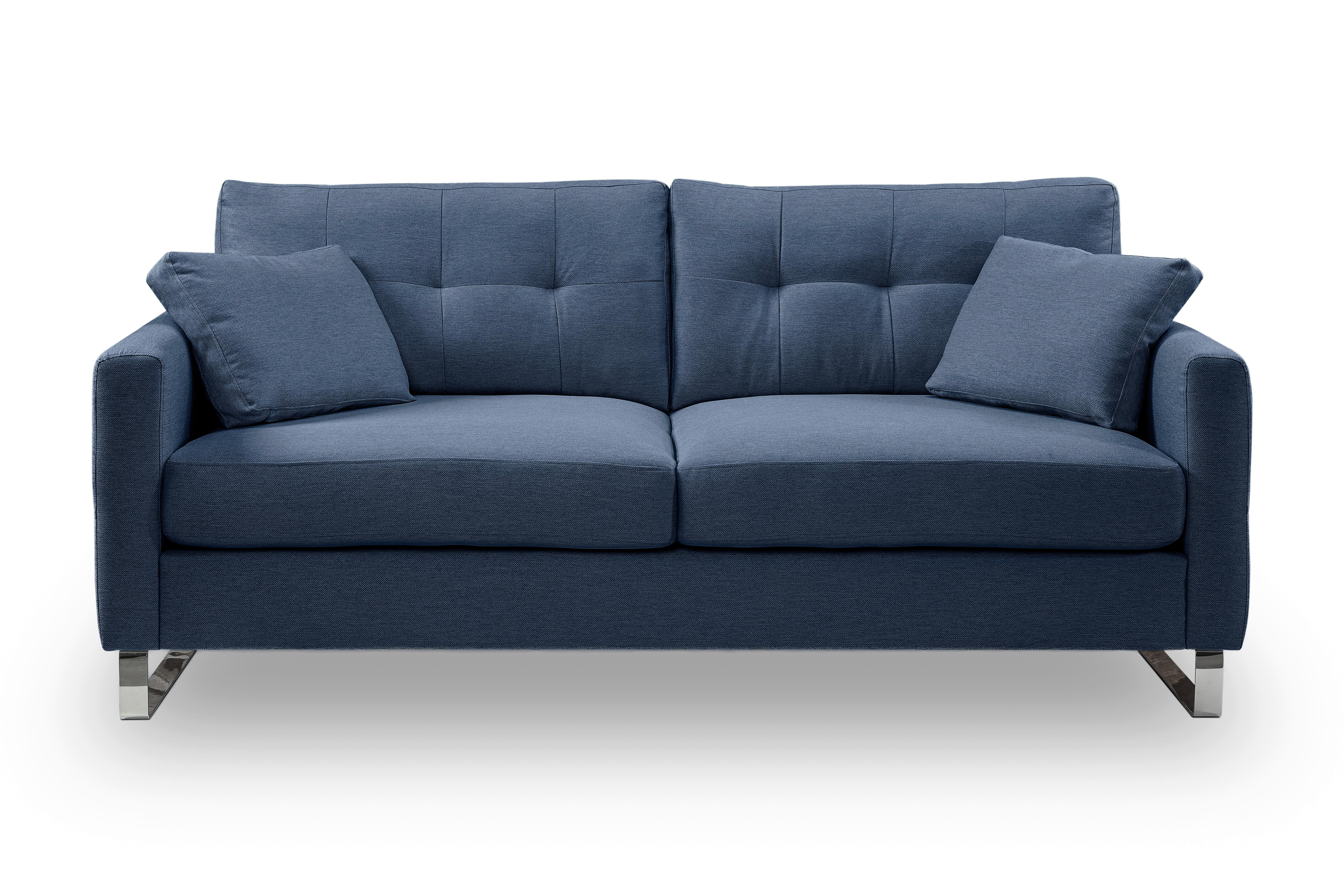 2,5-Sitzer-Sofa Hera Dunkelblau - Chromfarben/Dunkelblau, Basics, Holz/Textil (203/92/94cm) - MID.YOU