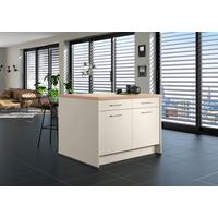 Kücheninsel IP1200 o. Geräte Magnolie - Edelstahlfarben/Eichefarben, Basics, Holzwerkstoff/Metall (123,4/91,8/96,6cm) - Impuls