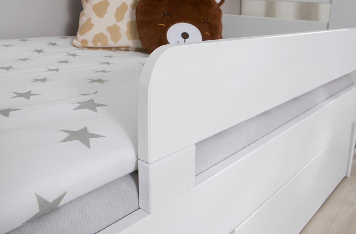 Bett Bennet mit Ausziehbett ca. 90x200 cm Weiß - Naturfarben/Weiß, MODERN, Holz/Textil (90/200cm) - MID.YOU