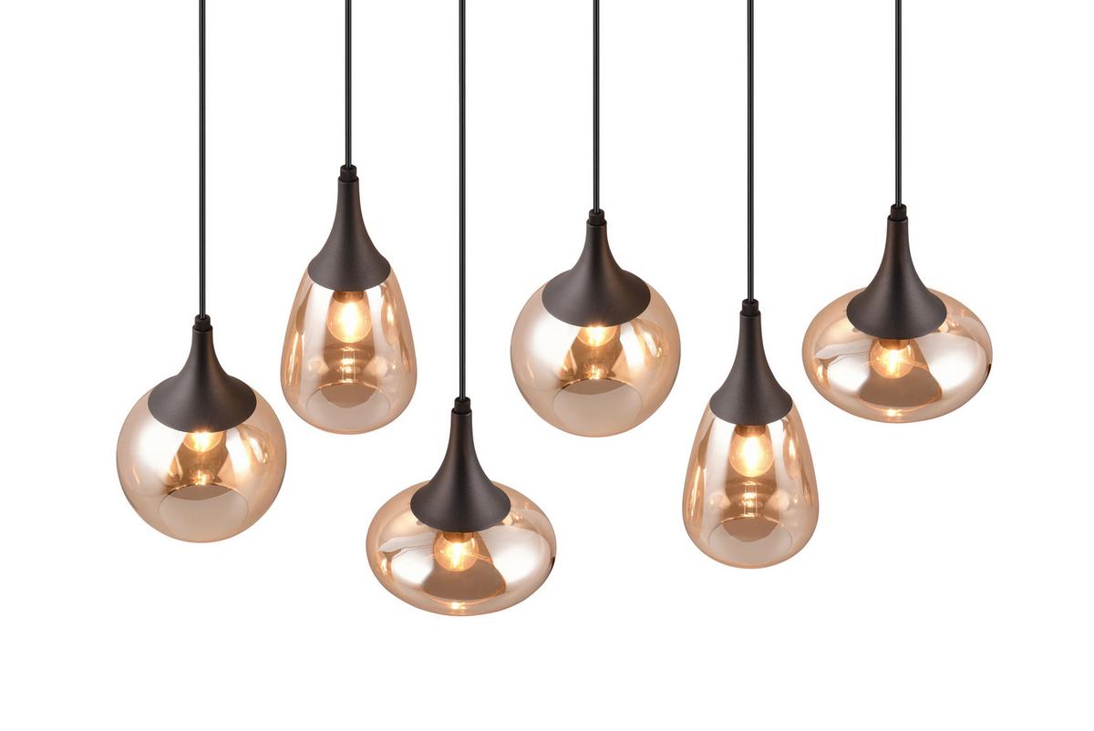 LAMPA WISZĄCA 317000613 LUMINA - kolor bursztynowy/czarny, Design, metal/szkło (93,8/34,5/150cm) - Trio Leuchten