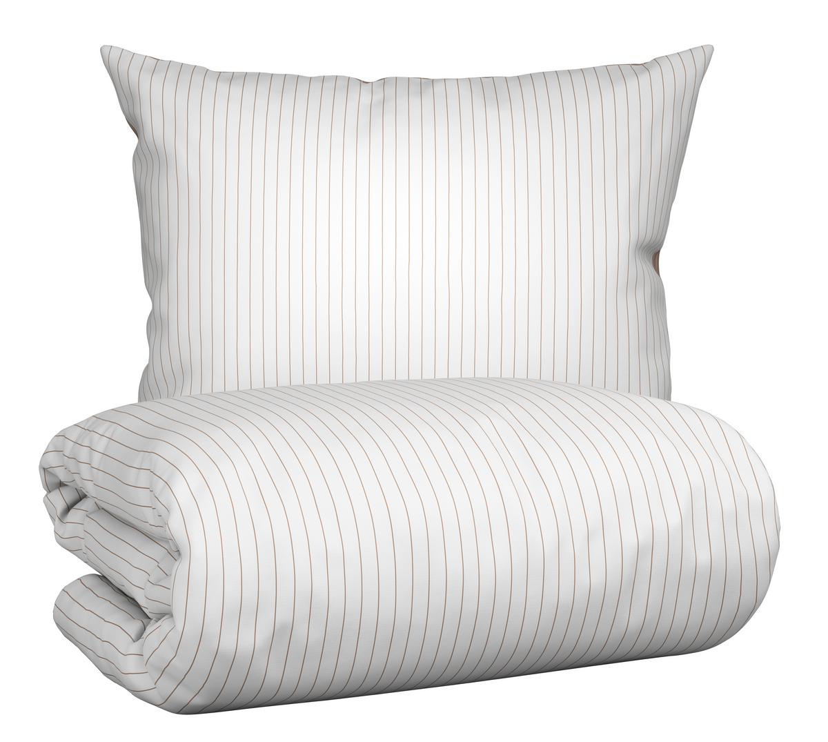 BETTWÄSCHESET TWILL STREIF - Weiss/Beige, Modern, Textil (160/210cm) - Mömax