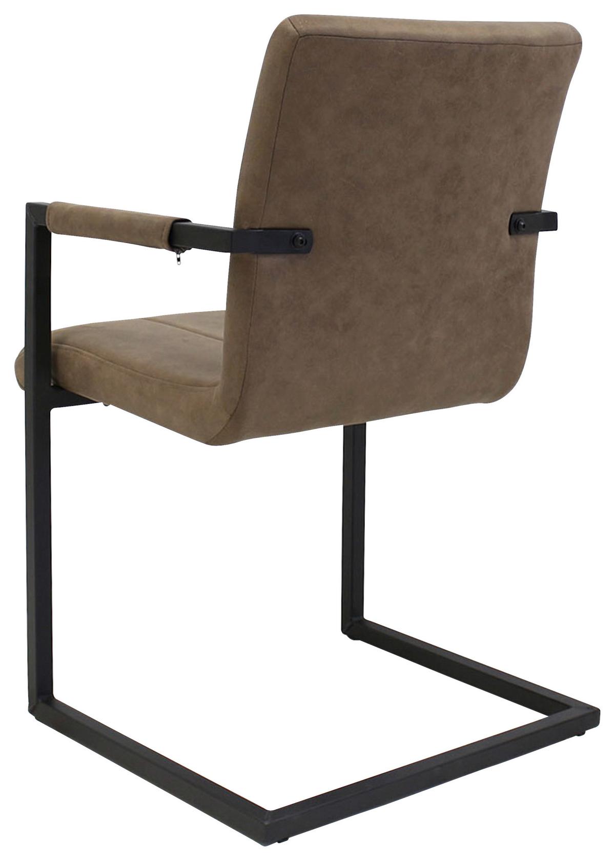 Armlehnstuhl-Set Brandon 2er- Set ca. 54x85 cm Taupe - Taupe/Schwarz, KONVENTIONELL, Textil/Metall (54/85/61cm) - MID.YOU