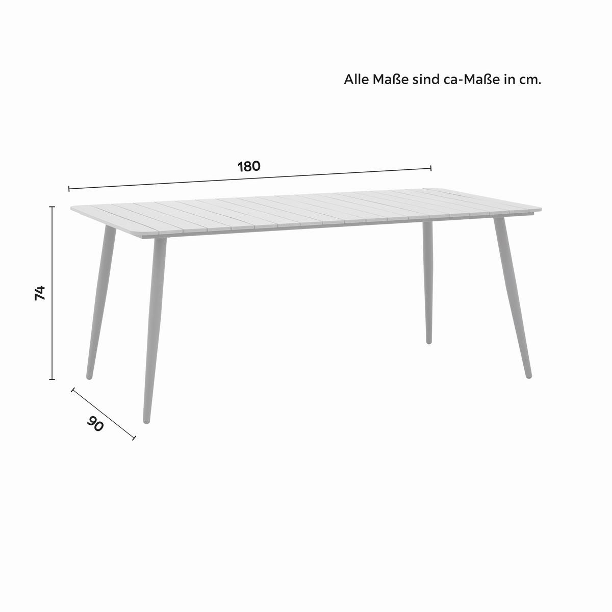 Gartenset Zophia Grau Metall/Polywood - Dunkelgrau/Naturfarben, MODERN, Kunststoff/Metall (180/74/90cm) - Bessagi Garden