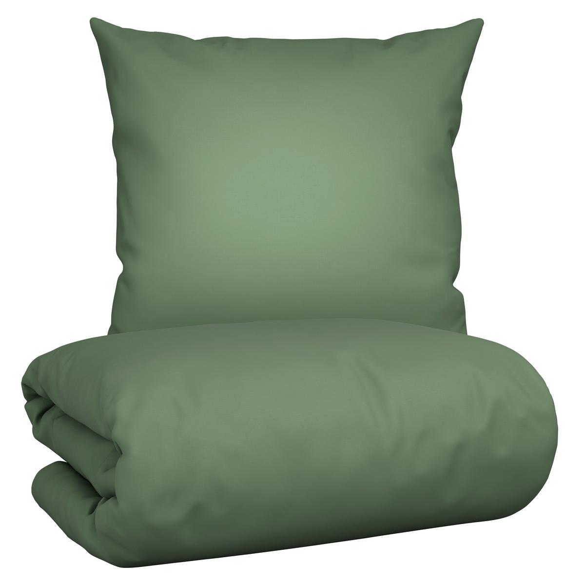 Bettwäsche Stone Washed Uni ca. 135x200cm - Jadegrün, ROMANTIK / LANDHAUS, Textil (135/200cm) - Modern Living