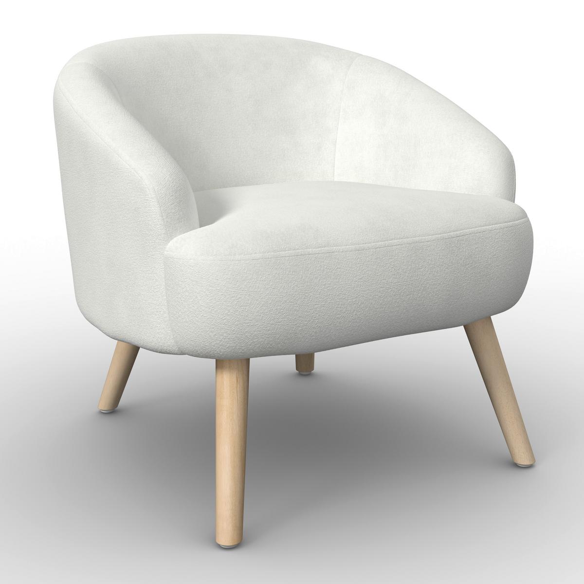 Sessel Sonja Chenille Weiß - Weiß/Naturfarben, MODERN, Holz/Textil (71/69/68cm)