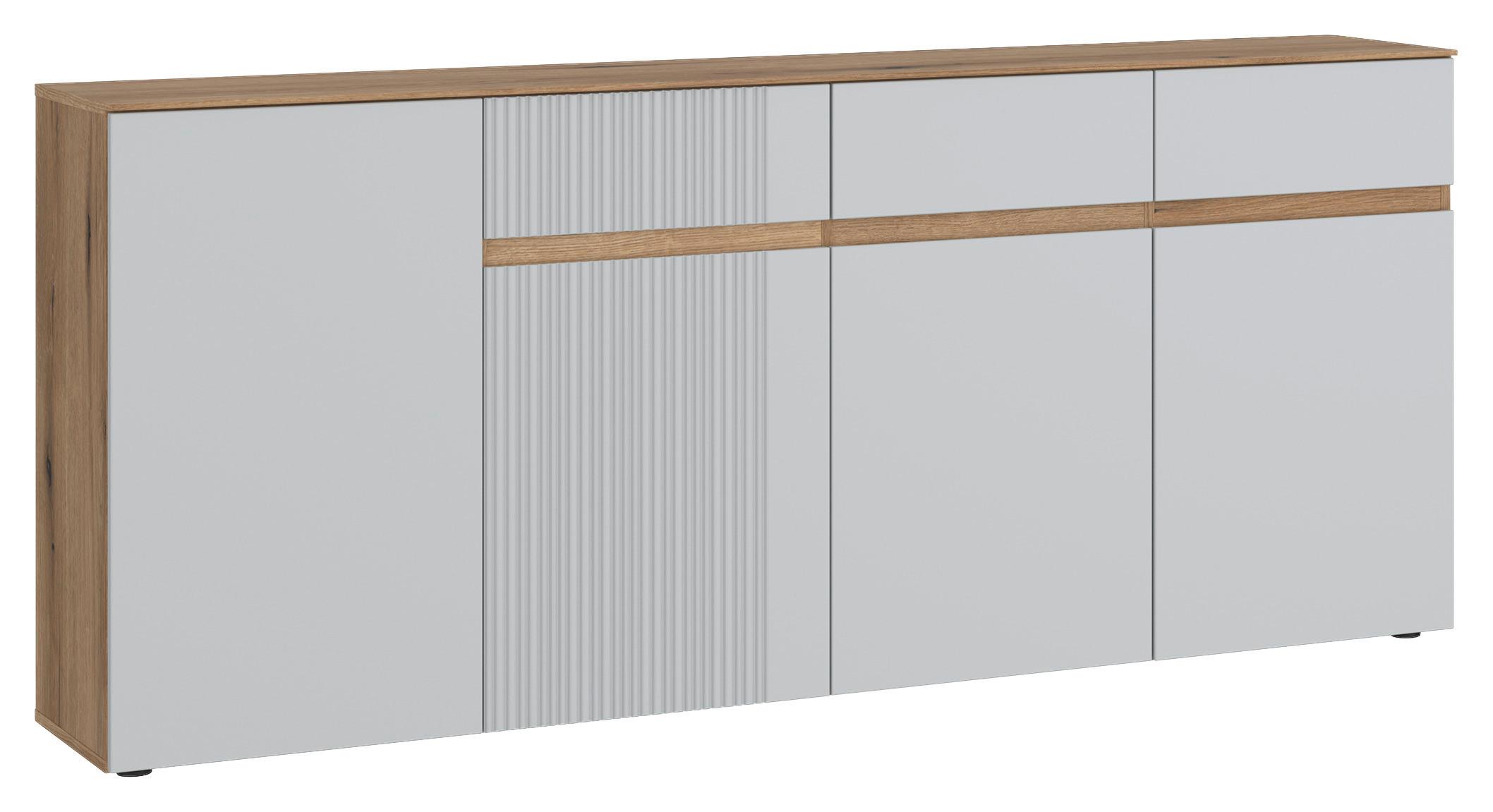 Komoda Manilla - boje hrasta/svijetlo siva, Trend, drvni materijal/plastika (200/88,3/40cm) - Modern Living